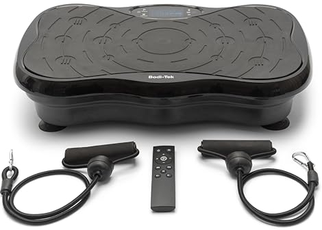 Bodi-Tek Vibration Plate Exercise Machine For Whole Body Workout, Vibration Fitness Trainer, Compact Designed Power Plate With Resistance Cords