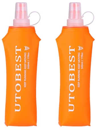 UTOBEST Running Soft Flask,250ml/500ml Hydration Accessories Lightweight Collapsible For Running Vest pockets,High-Flow Valve,Easy To Clean,2pcs