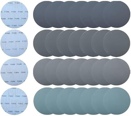 Schleifscheiben 180mm Klett 1000/1500/2000/3000 Körnung für Präzisionsarbeiten, 20 Stück Nass Trocken Schleifen 180mm Schleifpapier für Auto Lackpolitur, Holzfeinschliff & Metallpolitur