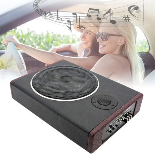 Chynalys 8 Zoll Ultradünner Auto Untersitz Aktiv Subwoofer, 600W Bass Power Amplifier Audio für Auto, LKW und Reisemobil