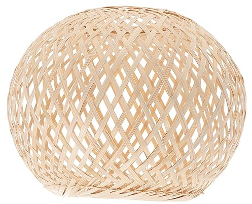 Warmhm Lampenschirm im Schlichten Stil Gewebter aus Bambus im Chinesischen Stil Gelb Lampenabdeckung Installieren und Schützt die Lampe