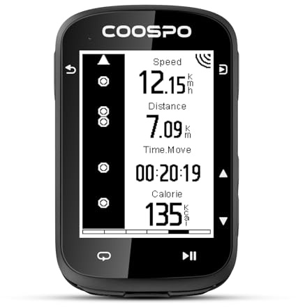 COOSPO CS500 Bike Computer Wireless, 2.6 Inch LCD GPS Cycling Computer with Route Navigation, Bluetooth5.0 ANT GPS Bicycle Speedometer with Auto-Backlight, Support Bike Radar & 45H Battery Life
