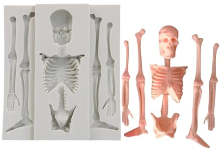 Skelett Silikonform, Silikon Totenkopfform | Schokoladenformen aus lebensmittelechtem Silikon, Skelett-Kerzenmacher | Kuchendekorationsformen, flexible, gruselige Epoxidharz-Gießformen für Zuhause