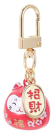 JEWEDECO Glückskatze Schlüsselanhänger Hängender Maneki Neko Anhänger Taschenanhänger Dekorativer Glücksbringer Für Rucksack Handtasche Kompakter Leichter Schlüsselring Mit Feiner Verarbeit