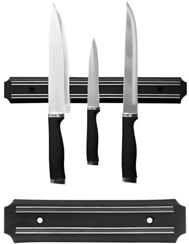 Premium Magnetic Knife Holder Wall Mounted Magnetic Knife Strip Kitchen Utensil Holder Organizer Tool Durable and Stylish Black 20cm, 33cm, 55cm (20CM)