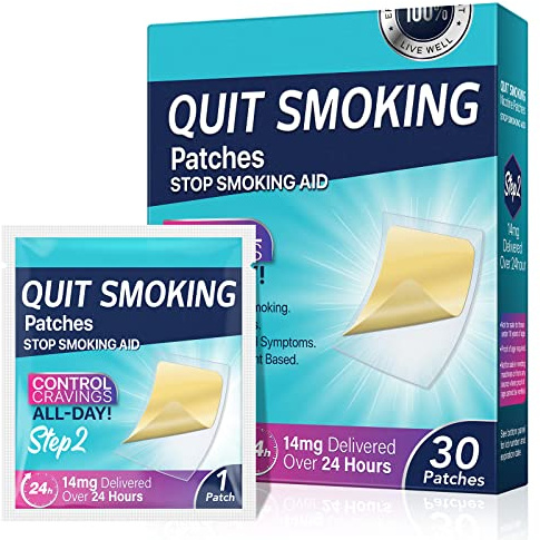 Quit Smoking Patches, Step 2 Stop Smoking Aids Patches, 14mg Quit Smoking Stickers that Work with 2 Weeks, 30 Count Helping Quit Patch, Anti-Stickers