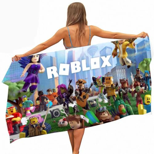 Robllox Telo Mare Bambini, Robllox Asciugamano da Spiaggia Asciugamano da Bagno in Microfibra Asciugamano da Piscina Asciugatura Rapida Telo da Leggero e Portatile per Doccia Piscina (150 x 75 CM)