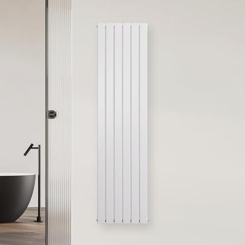 Blumfeldt Heizkörper Mittelanschluss - 1364 W Wandheizkörper Mit Zentralem ½''-Anschluss, Modernes Design, Energiesparend, Für Warmwasser- & Fernwärmesysteme, 180x45 cm, Weiß