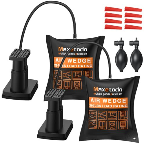 2PCS Air Wedge Lifting Bags with Foot & Hand Inflation,350kg Door Lifter | Two inflation modes, fast foot operation and precise adjustment for doors, windows, furniture and appliance moving