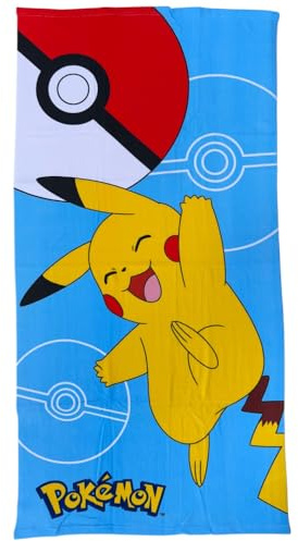 CARTOON Pikachu Strandtuch aus Polyester-Mikrofaser für Kinder, 245 g/m², Größe 70 x 140 cm