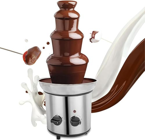 WUDLEP 4 Tier Chocolate Fountain Machine, Electric Chocolate Melting Fountain Nostalgia Machine, Large Fondue Sets for Chocolate, Universal 220V Chocolate Melting Machine for Party Banquet