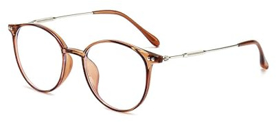 Nyxphy Modische Blaulichtfilter Kurzsichtige Brille für Damen Herren Leichte TR90 Metall Kombination Fernbrille Myopie Computer mit ovalem (Braun, -1.25, Dioptrien)