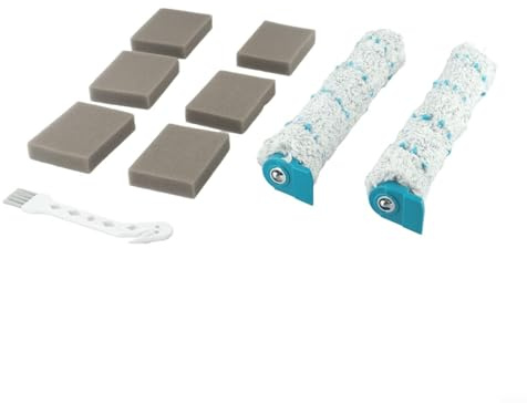 Reinigungslösung Zubehör für Leifheit Akku Saugwischer Regulus für Aqua für PowerVac inkl. 2 Walzenbürsten und 6 Filterschwämme