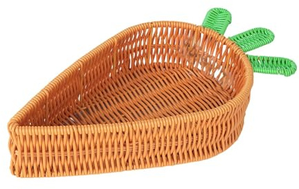 HGZLQKD Rattan Woven Fruit Basket Fruit Bowl Easter Hand Woven Imitation Rattan Versatile Snack Bread Tray Food Holder Storage Basket