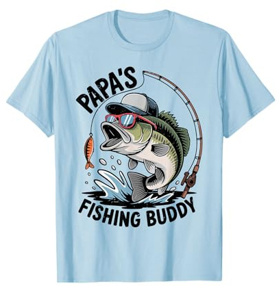 Toddler Boy Papas Fishing Buddy Funny Bass Fisherman Youth T-Shirt