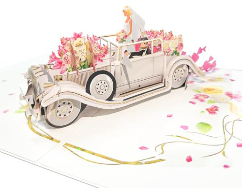 Pop Up Wedding Cards for Couple, Just Married Pop-up Anniversary Card,3D Fancy Wedding Gift Card for Bride and Groom, Daughters, Sister-in-Law