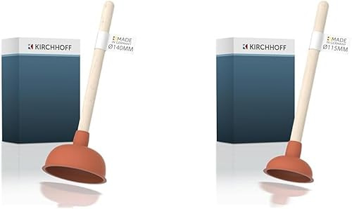 Kirchhoff Profi-Pömpel 2er-Set, Saugglocke im Bundle für verstopfte Toilette, Abfluss, Waschbecken, Dusche, WC-Pümpel zur chemielosen Reinigung, Abflussreiniger bei Verstopfung, 99908200-SET, Rot