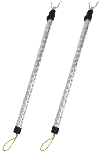 Parliky 2pcs Extendable Alloy Closet Rods with Weatherproof Coating Heavy-duty Telescoping Poles for Hanging Clothes Plants Wreaths and Bird Feeders Long Reach Clothes Pole for Indoor and