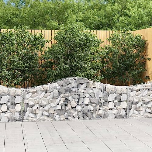 QJBSAVVA Gabion avec arc haut, 200 x 30 x 60/80 cm, fer galvanisé, fil de 3,5 mm, brise-vue moderne, clôture pour jardin, terrasse, jardin avant