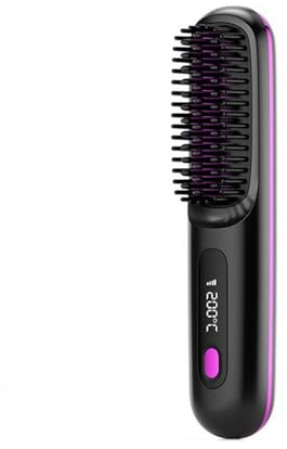 EverHaar TragbareGlättungsbürste-GoBrushPRO Kabellose, tragbare Mini Glättbürste mit LED - Bildschirm, 3 - Stufen Temperatur, wiederaufladbar, geeignet für Haar und Bart Styling