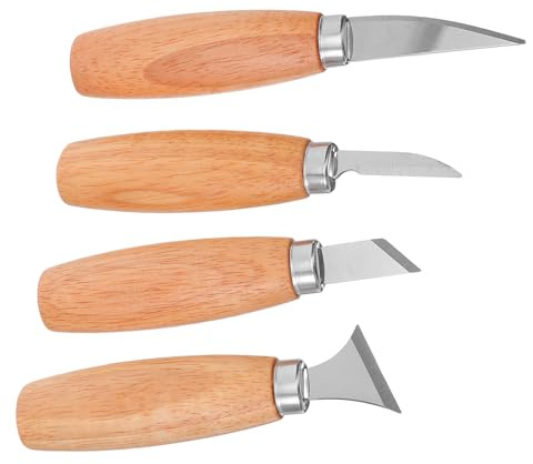 Garneck Kit de Couteaux à Sculpter Bois 4pcs en Acier Inoxydable avec Compartiments de Rangement Facile pour Projets de Sculpture et Art du Bois