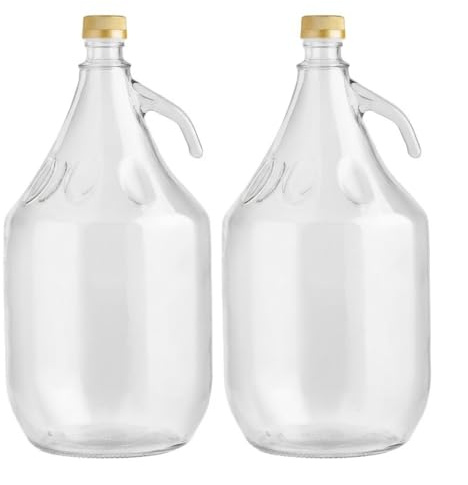 lilawelt24 2 x 5L Glasballon (Gallone) mit Schraubverschluss & Henkel - Glasflasche für Wein, Gärung & Saft - EU-Qualität