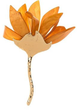 Baesics Brosch dam magnolia blommor senap – nål gjord av växtbaserad cellulosaacetat, modesmycke för blazer & klänningar, nålblomma unik fjäderlätt, perfekt som gåva