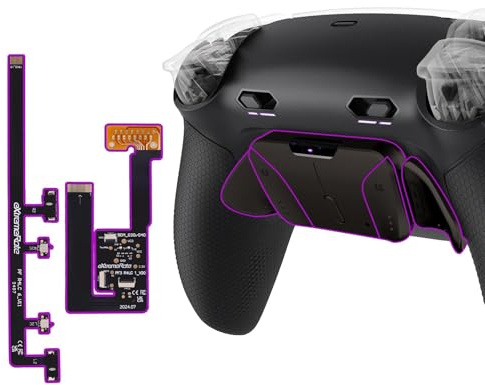eXtremeRate RISE4 Plus MAX Metall Remap Kit für ps5 Controller BDM-030/040/050/060 Model, Gummiert Griff Rückgehäuse Case & Real Metal Back Paddles & Clicky Trigger Upgrade Kit für ps5–Schwarz