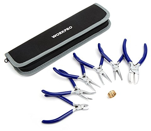 WORKPRO Jewelry Plicers Set, 7-Piece Jewelry Making Tools Kit with Needle Round Nose Plier and Bent Nose Plier Wire Cutter for Jewelry Repair, Beading, Wire Wrapping, Crafts, with Carrying Pouch