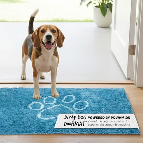 Dog Gone Smart Dirty Dog Fußmatte – schnell trocknender Teppich mit super griffiger Rückseite für saubere Böden – super saugfähige und maschinenwaschbare Matte für schlammige Pfoten – Aqua