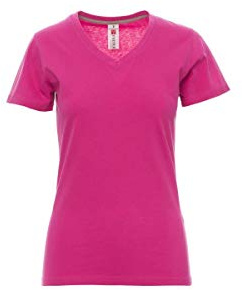 PAYPER V-Neck Lady T-Shirt Maglia Maglietta Mezza Manica Corta Sfiancata da Donna Jersey Cotone 100% Collo a V Rosso
