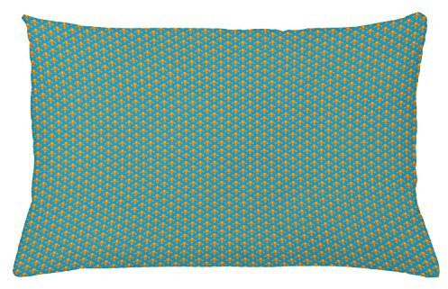 ABAKUHAUS Fleur De Lis Kissenbezug, Königliche heraldische Lilien, Dekorativer Kopfkissenhülle mit Beidseitiger Druck, 65 x 40 cm, Orange Sea Blue