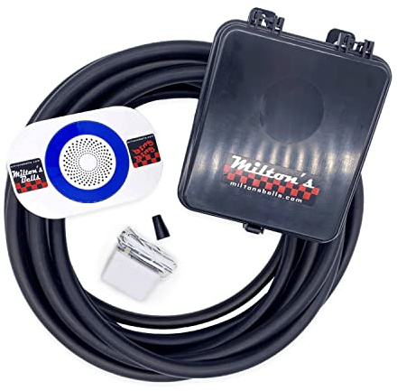 Milton’s Bells Driveway Alarm - Wireless Chime Kit with 25' Signal Hose, Transmitter, and Door Chime with Built-in Volume Control