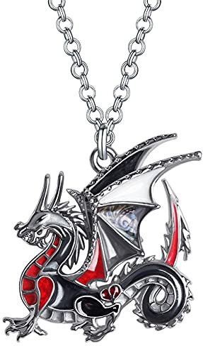 WEVENI Emaille Fantasy Dragons Halskette Dinosaurier Dragon Kette Anhänger für Frauen Mädchen Damen Charms Drachen Schmuck Mode Geschenk