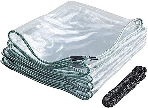 Telone Trasparente Occhiellato Impermeabile Teloni PVC Pesante per Esterno - Telo Copertura Protezione Piante con Corda - 420g / m² - Spessore 0,3 mm(1x5m)