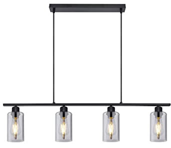 Globo LED Balkenpendelleuchte mit Vier Zylinder Lampenschirmen aus Rauchglas
