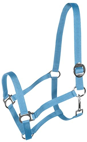 York Nylonhalfter Halfter Genickstück Verstellbar durch Schiebeschnalle Harmony Pferdehalfter (X-Full, hellblau)