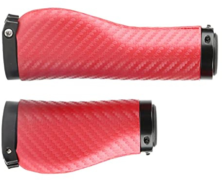 harayaa 2X PU Fahrradlenkergriffe rutschfest, Bequem auf Ergonomischen Lenkergriffen, Fahrradteilen, Fahrradgriffen, Lang Kurz Rot
