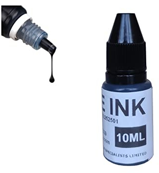 10ml Textil kleidung wasserdichte Tinte, Siegel Öl für Kleidung waschen nicht verblassen Tinte,stempelfarbe schwarz wasserfest (2 Flaschen)