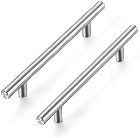 Ravinte 15 Stück Silber Möbelgriffe T Bar Griffe für Küchenschränke 128mm | Rostfreier Edelstahl, Gerader Stangengriff, Für Küchenschränke, Schubladen, Kommoden, Türen, Einfache Möbelaufwertung