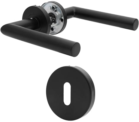 AwmnSrman Türgriffe Innentüren Türklinke Türgriff-Set Edelstahl Toilette Die Form von L BB-Buntbart Schwarz