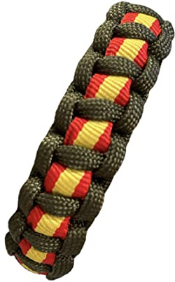 MIBANDERA Pulsera Bandera España Hombre Mujer. Pulsera Cuerda Trena. Pulsera Cuero Tela España con cierre. (Verde Militar-Caza 21 cm)