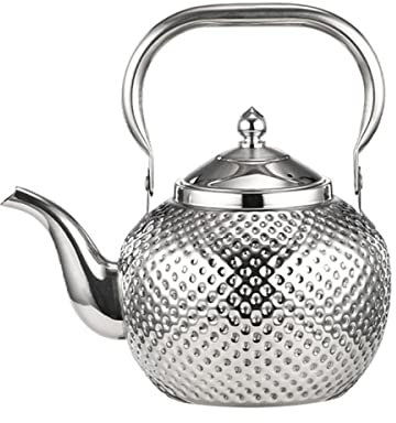 LeGDOr 1,5 l Teekanne, Edelstahl-Teekessel mit Teesieb, Wasserkanne, schnell kochende Hitze-Wasser-Teekanne, Teekessel für Herd, Induktionsherd, Silber, 8,5 * 8,3 * 8,3 Zoll