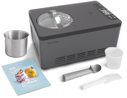 SPRINGLANE Eismaschine & Joghurtbereiter Elisa 2,0 L mit selbstkühlendem Kompressor 220 W, aus Edelstahl mit Kühl- und Heizfunktion (Elisa Anthrazit, Eismaschine + Zusatzbehälter Edelstahl)