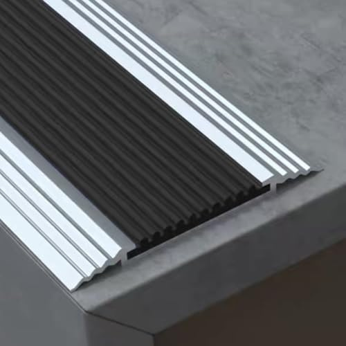 RTVGNSZSJL Treppenkante Kantenschutz AntisRutsch，Aluminium Treppenkantenprofil Für Innen Außen，100cm Wasserdicht Treppenkantenprofil(Black)
