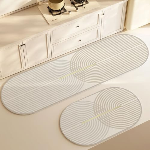 Highdi Küchenläufer, Saugfähig Läufer Flu Teppich Küche Flur Japanischer Stil Teppich Läufer, Teppich Küche, Oval Küchenteppich rutschfest, für Flur, Eingangsbereich (Zeile 10,60x180cm)