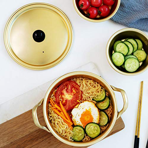 Olla Sopera de Aluminio Amarilla para Ramen Coreano, Doble Asa, 20 Cm (20cm)