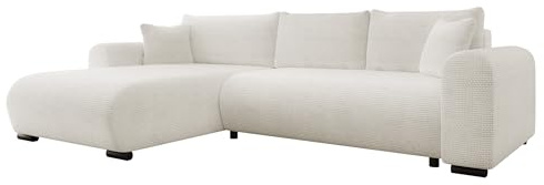 Mirjan24 Ecksofa Merkos mit Bettkasten (Flow 06) | Freistehende Eckcouch mit Schlaffunktion, beweglichen Kissen und Ottomane links/rechts montierbar, B/H/T: 285/80/188 cm