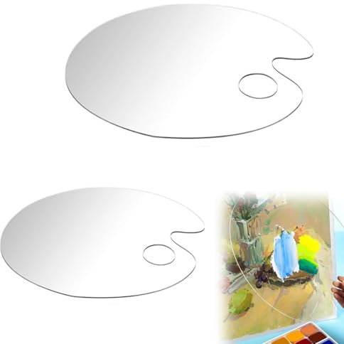 2er-Pack Mischpalette Acrylfarben,2 GrößEn, Ultraleichte Palette Tafel,Transparent Malpalette,Ovale Form FüR Einfache Handhabung Mischen,Geeignet FüR DIY-Kunstmalerei