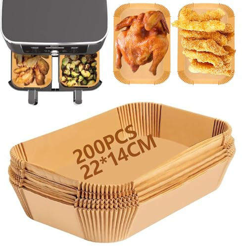 Air Fryer Liners, 100PCS Air Fryer Disposable Paper Liners, Ninja Air Fryer Liners, Disposable Airfryer Parchment Paper Liners, Apply to Ninja Dual AF400UK AF300UK and Other Dual Zone Fryers